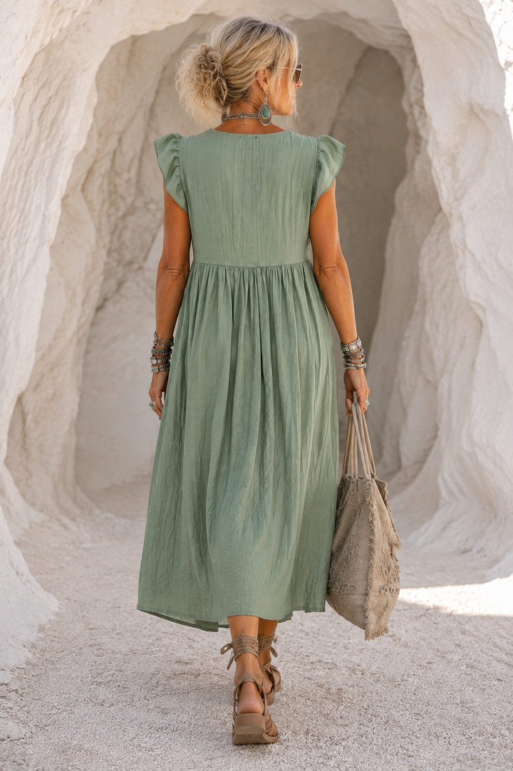 Mischa Lace Trim Dress Khaki