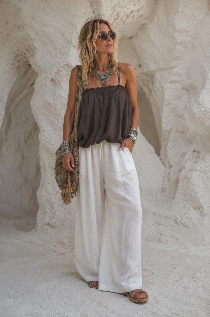Mirren Bubble Hem Top Chocolate