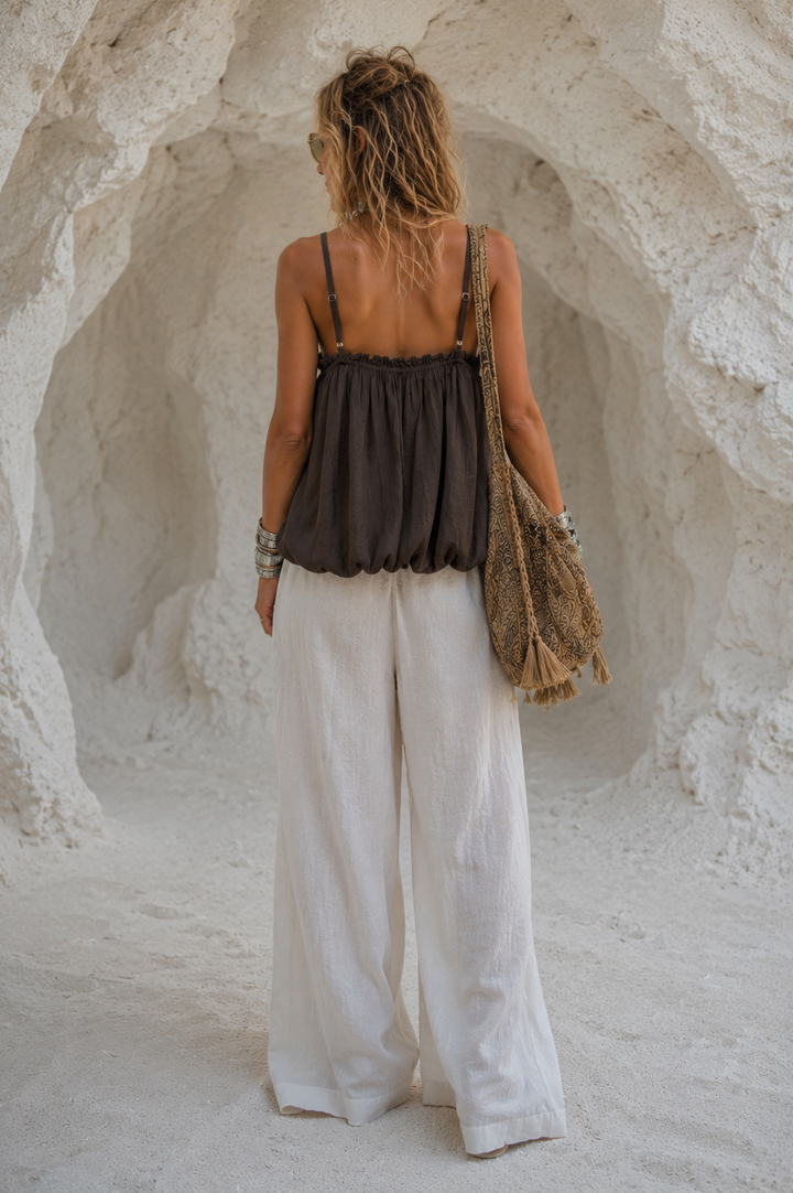 Mirren Bubble Hem Top Chocolate