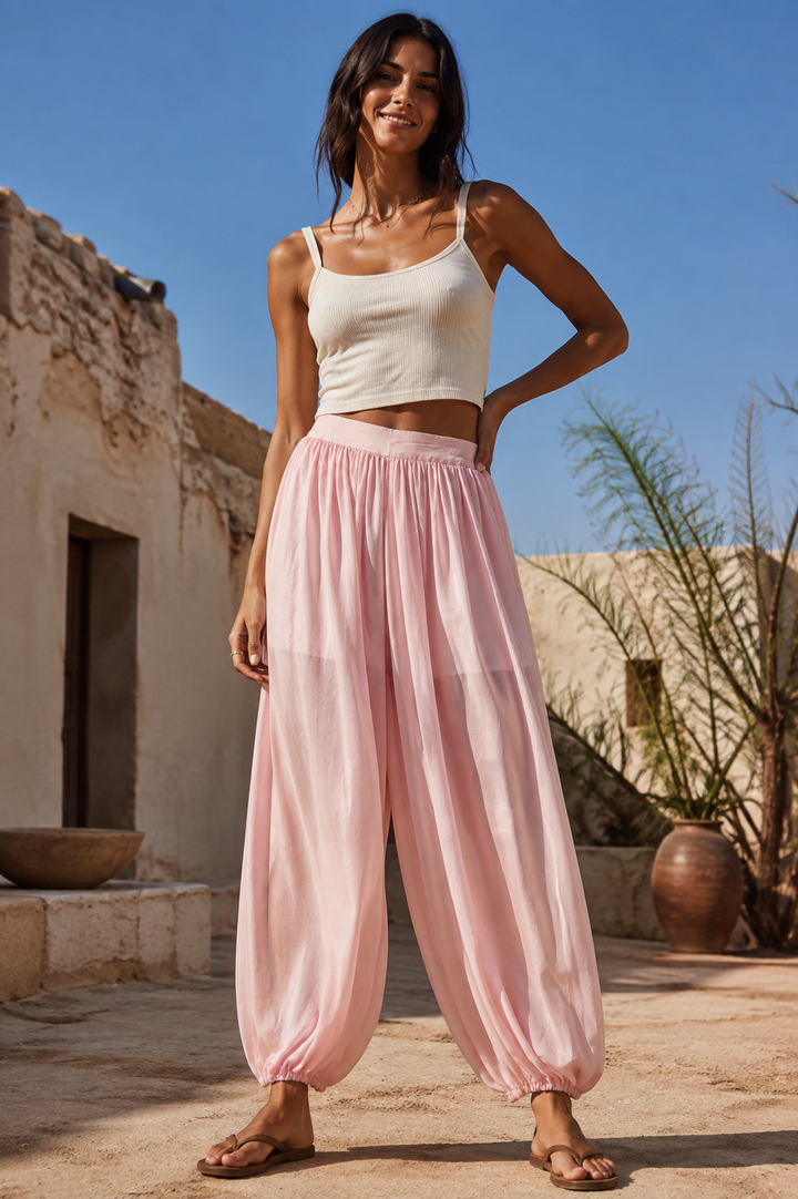 Kaida Sheer Balloon Trousers Rose
