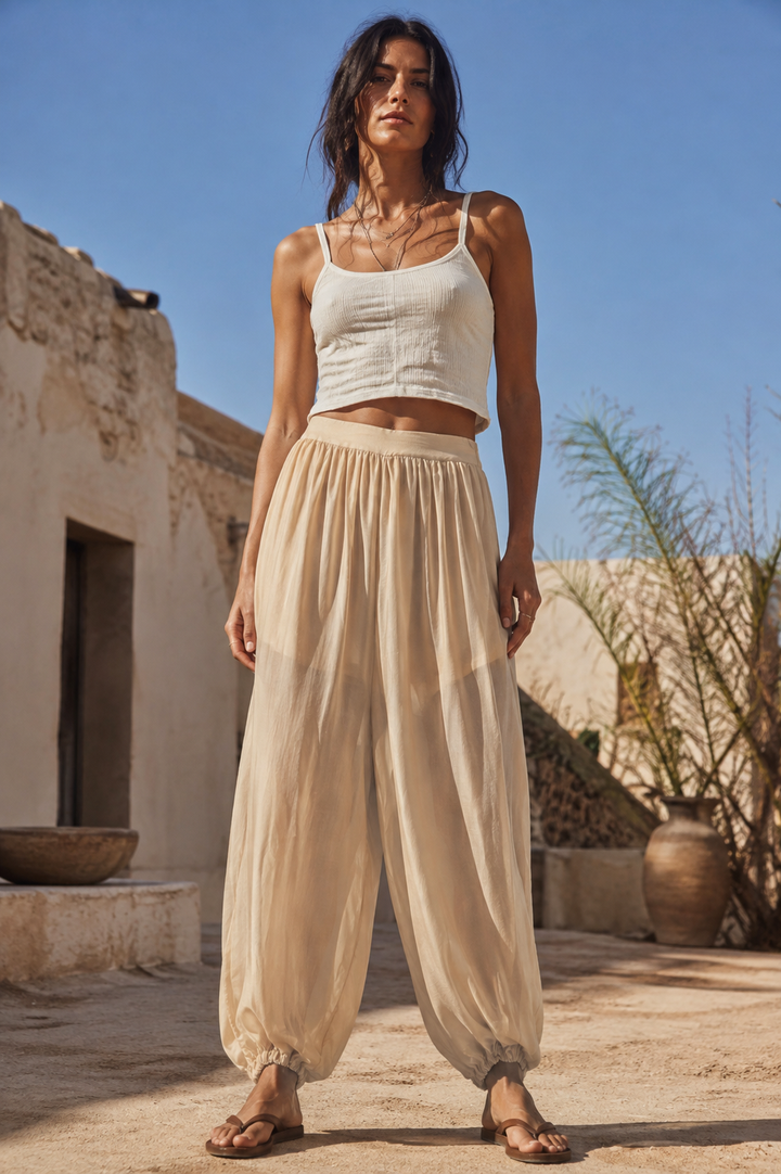 Kaida Sheer Balloon Trousers Champagne