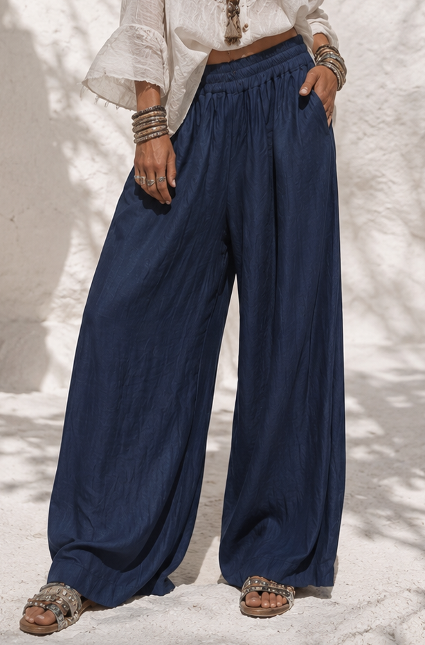 Meredith Wide Leg Trousers Navy
