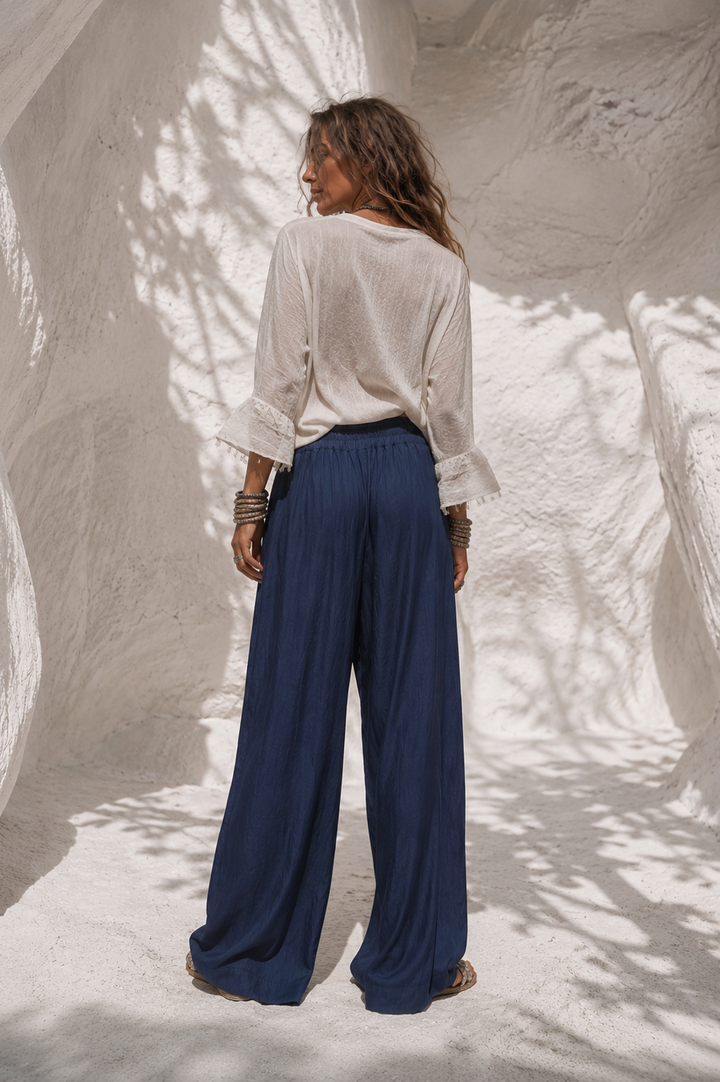 Meredith Wide Leg Trousers Navy