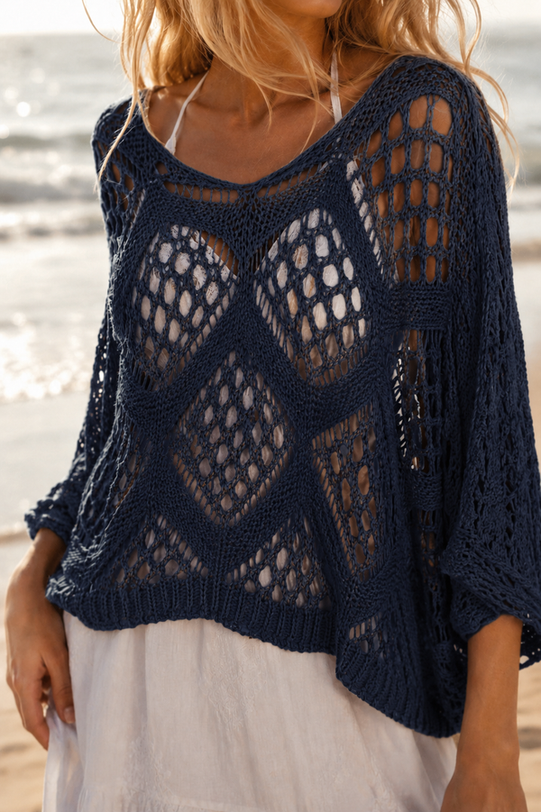 Orla Open Knit Top Denim