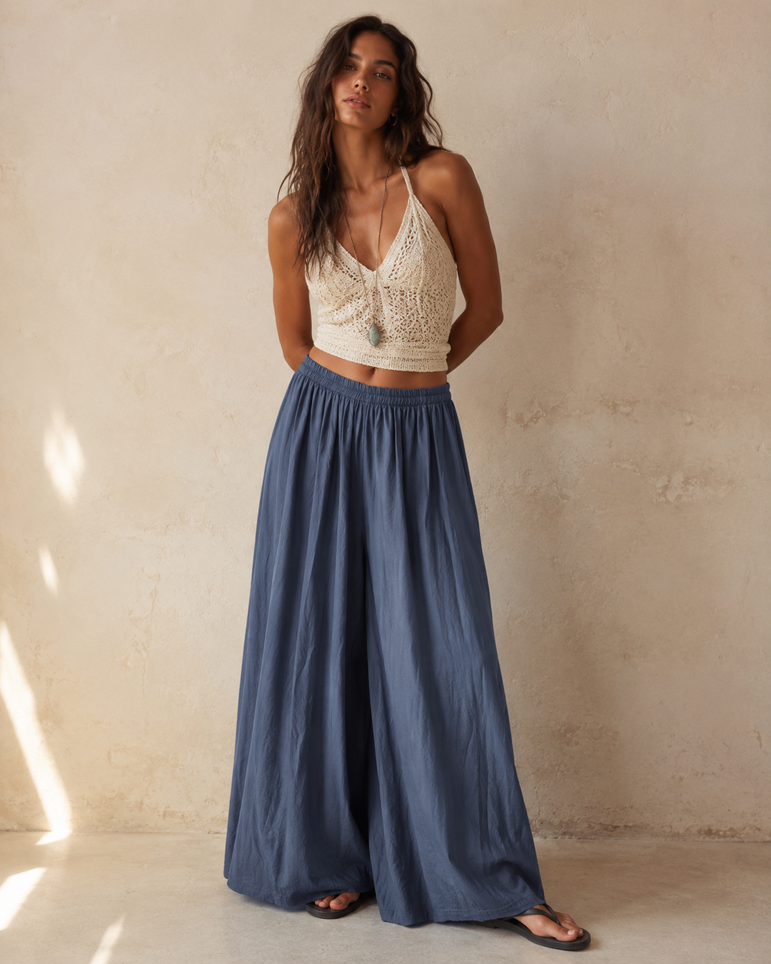 Tullan Wide Leg Trousers Navy