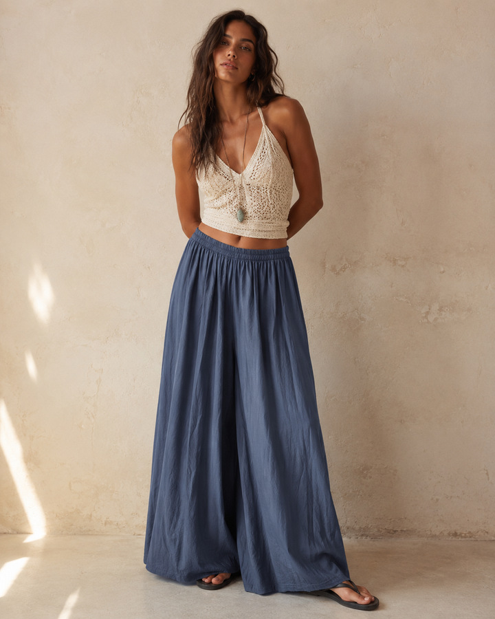 Tullan Wide Leg Trousers Navy