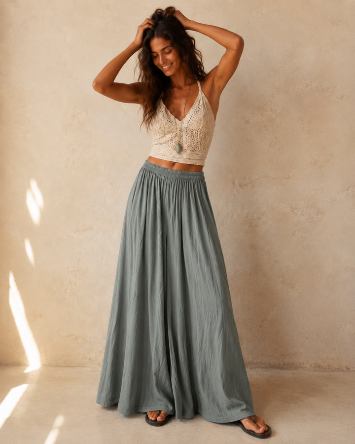 Tullan Wide Leg Trousers Khaki