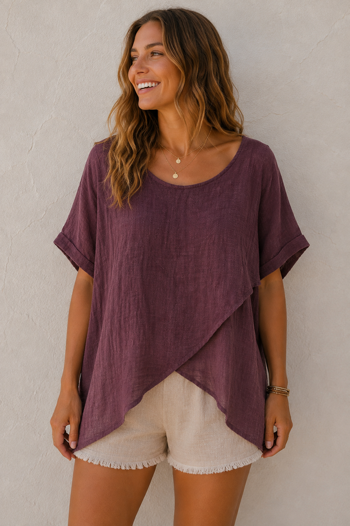 Tessa Cotton Cross Layering Top Plum