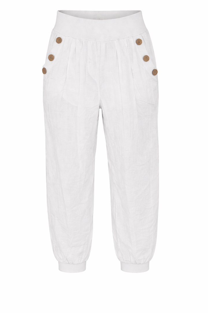 Beau Button Harem Trouser White