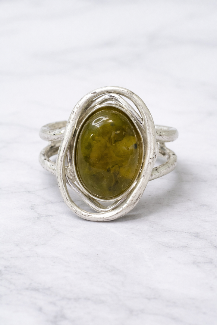 Yara Resin Stone Bangle Gold/Olive