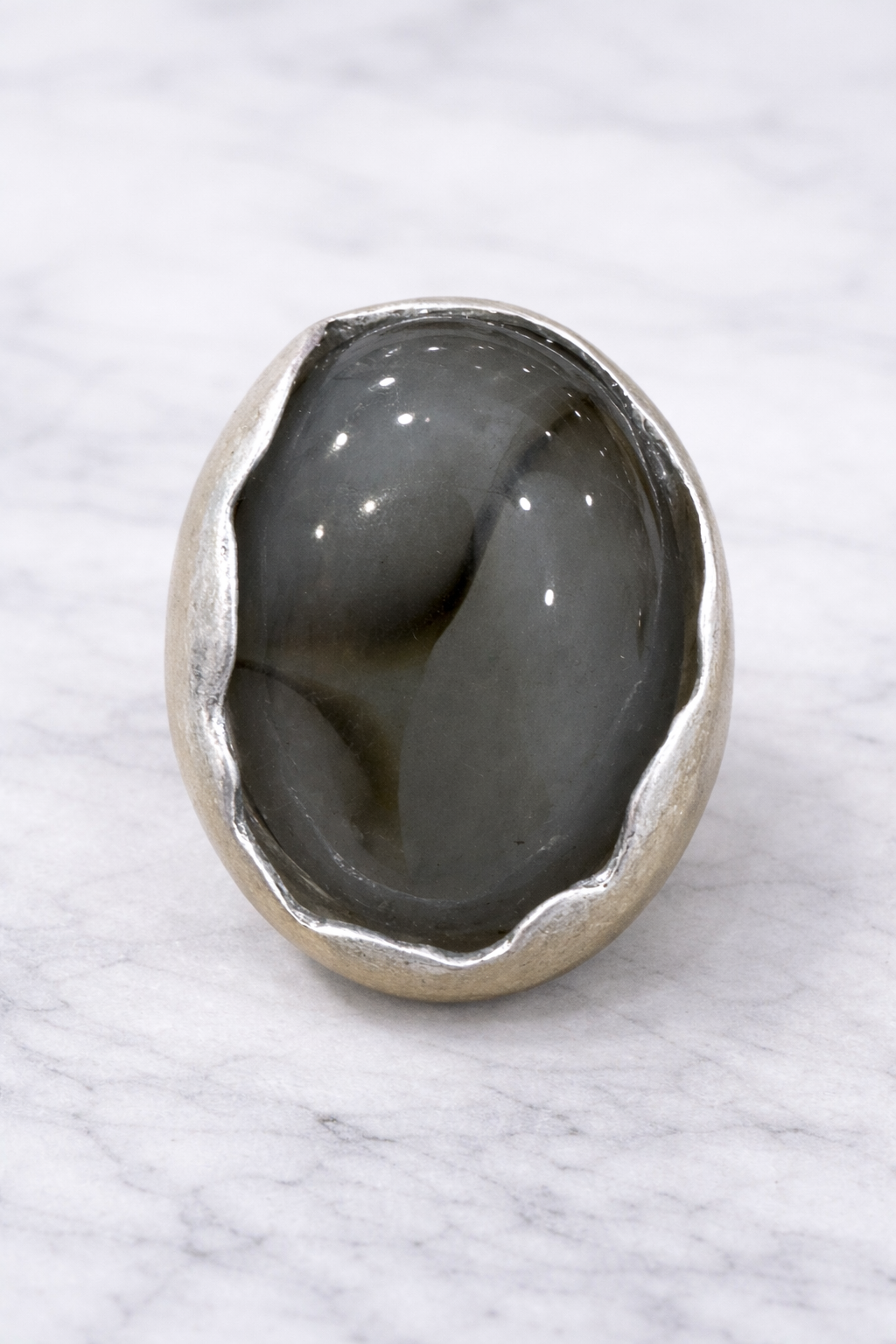 Yara Resin Stone Ring Silver/Grey