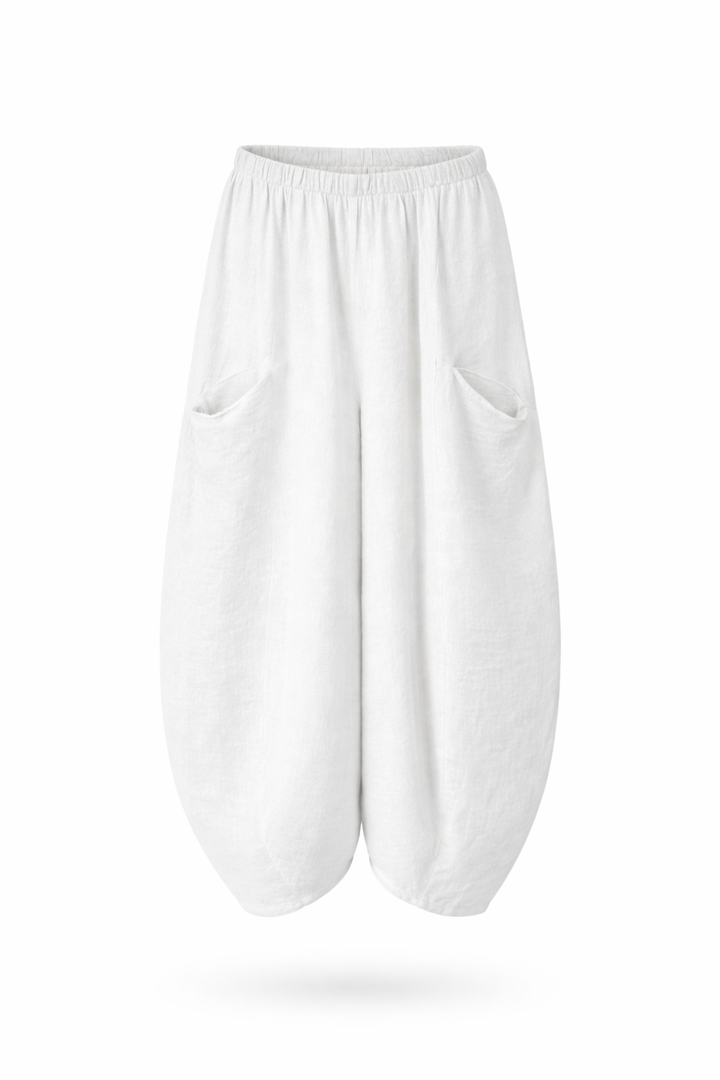 Lyra Linen Pocket Trousers White