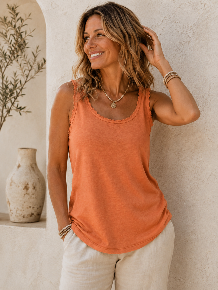 Eden Frayed Edge Vest Apricot