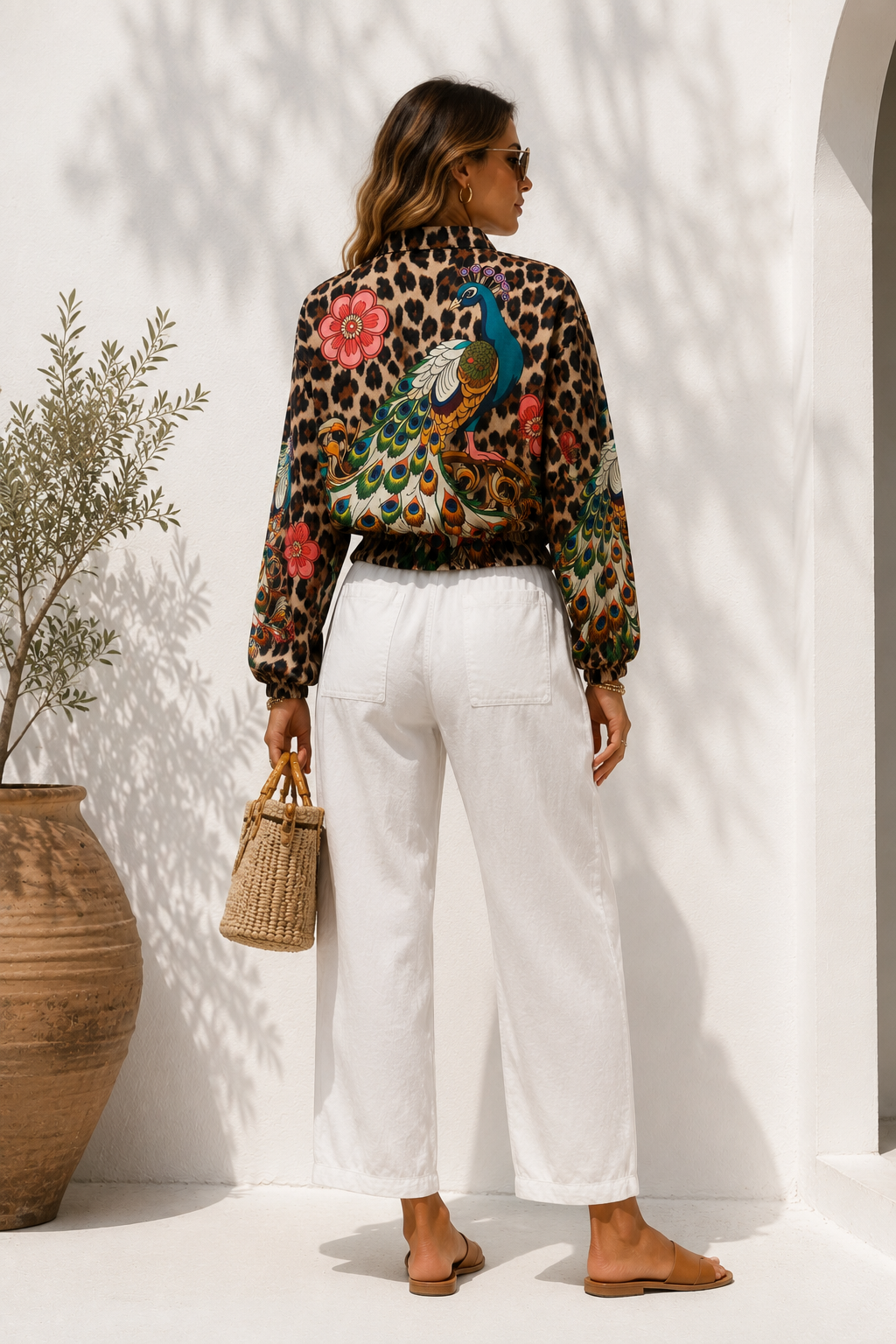 Leopard Peacock Zip Up Jacket