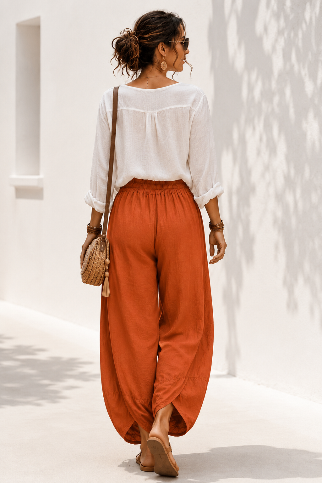 Tahlia Barrel Leg Trousers Terracotta