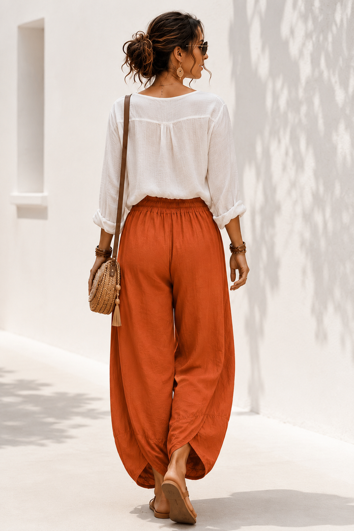 Tahlia Barrel Leg Trousers Terracotta