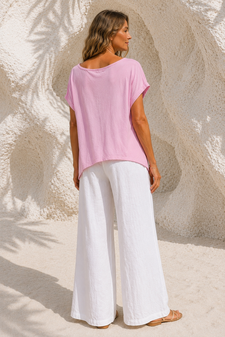 Martina Scoop Neck Top Pink