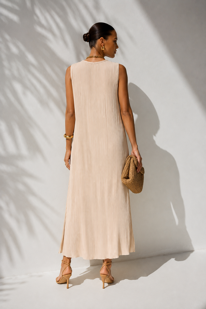 Anais Pleat Dress Cream