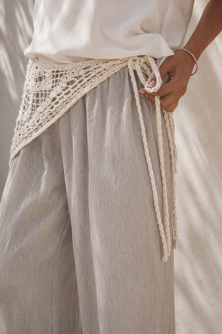 Ciana Crochet Wrap Trousers Mocha