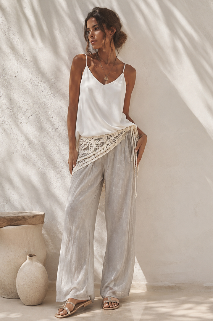 Ciana Crochet Wrap Trousers Mocha