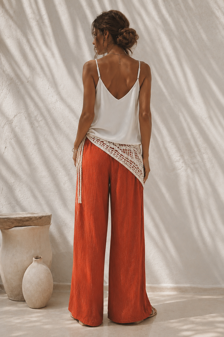 Ciana Crochet Wrap Trousers Rust