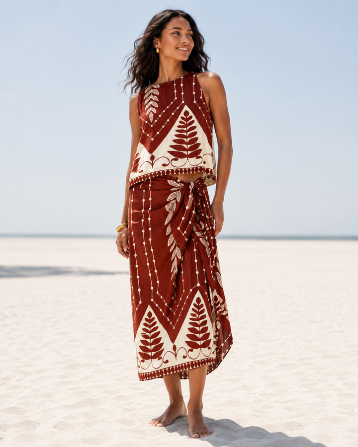 Greta Floral Co-Ord Rust