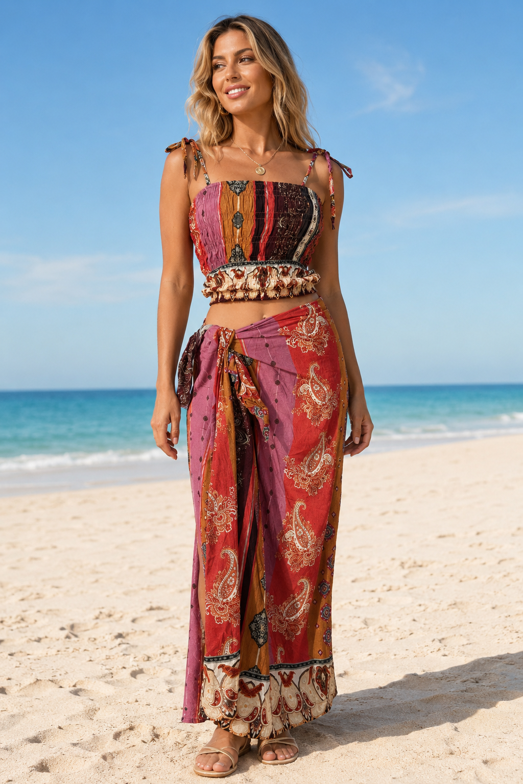 Enrica Paisley Co-Ord Peach