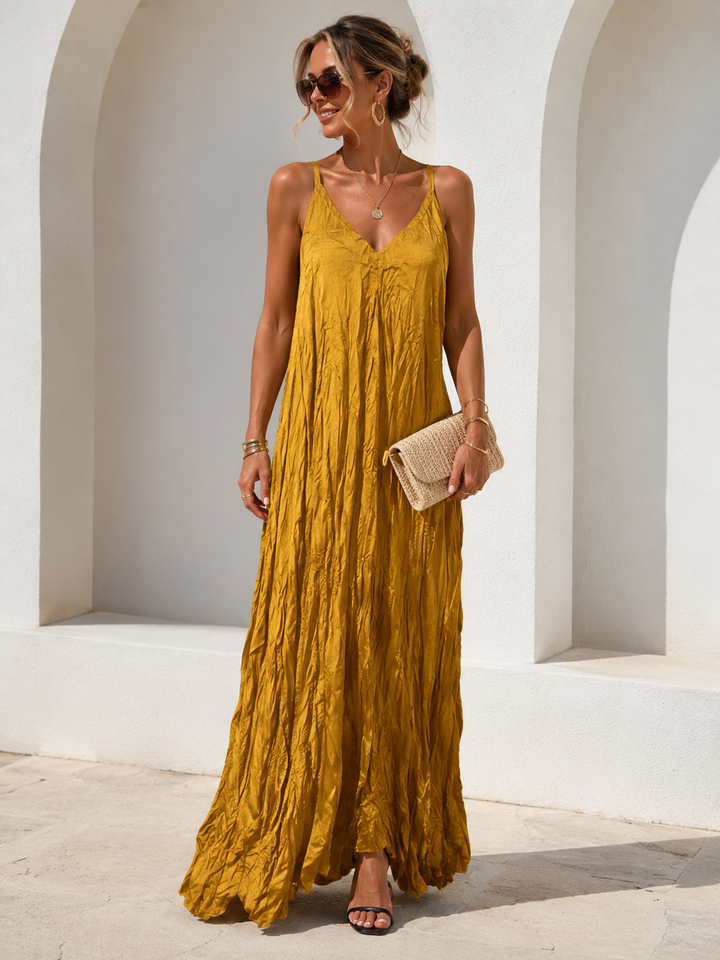Melody Crinkle Maxi Dress Gold