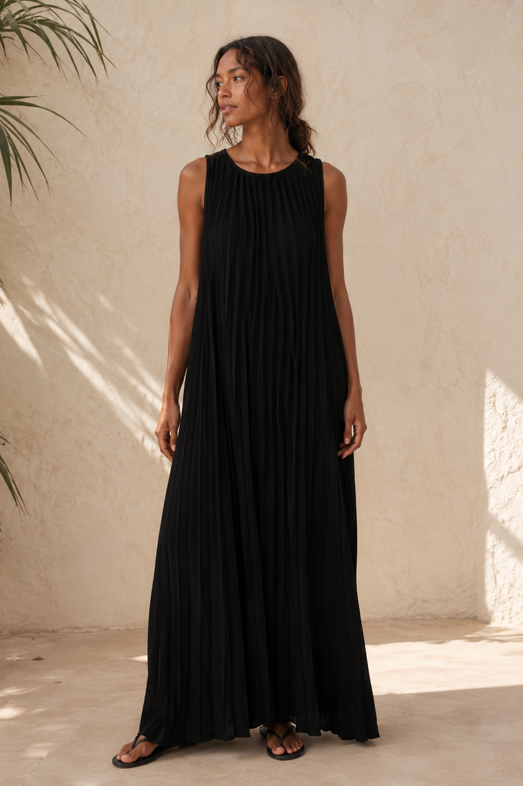 Rossella Pleated Bow Dress Black