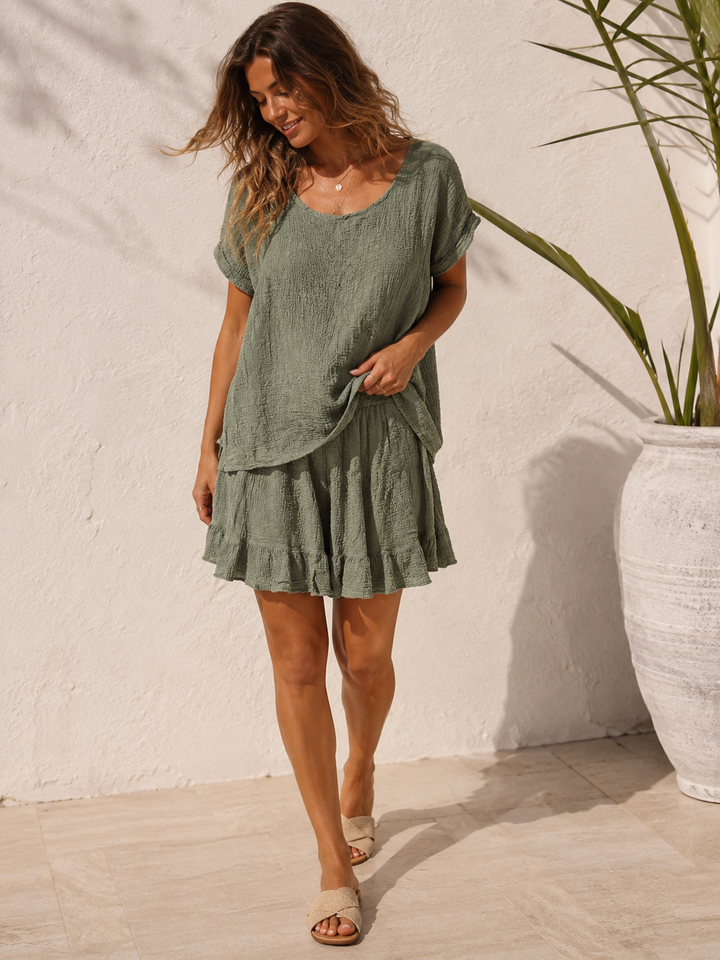 Havana Crinkle Shorts Co-Ord Khaki
