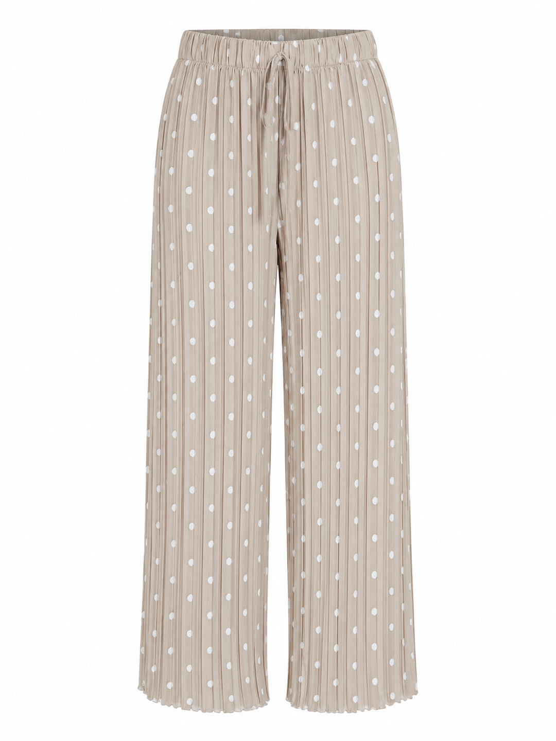 Polly Pleat Polka Dot Trousers Beige