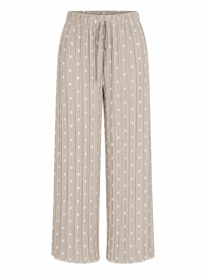 Polly Pleat Polka Dot Trousers Beige