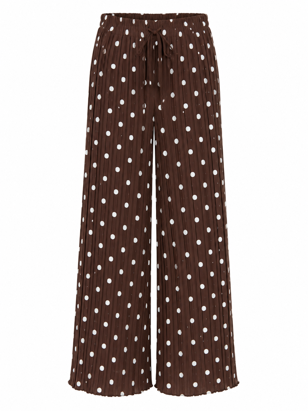 Polly Pleat Polka Dot Trousers Chocolate