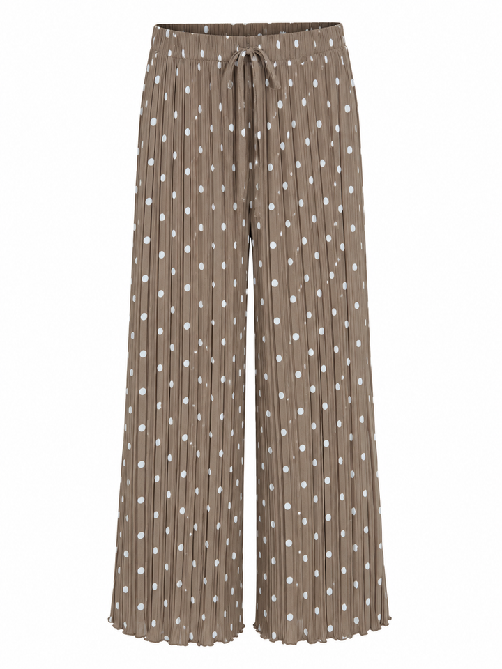 Polly Pleat Polka Dot Trousers Mocha