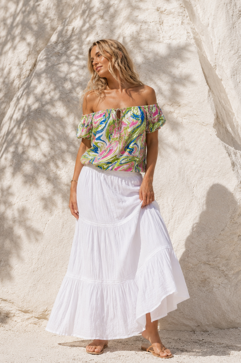 Carmen Gypsy Top Marble Green