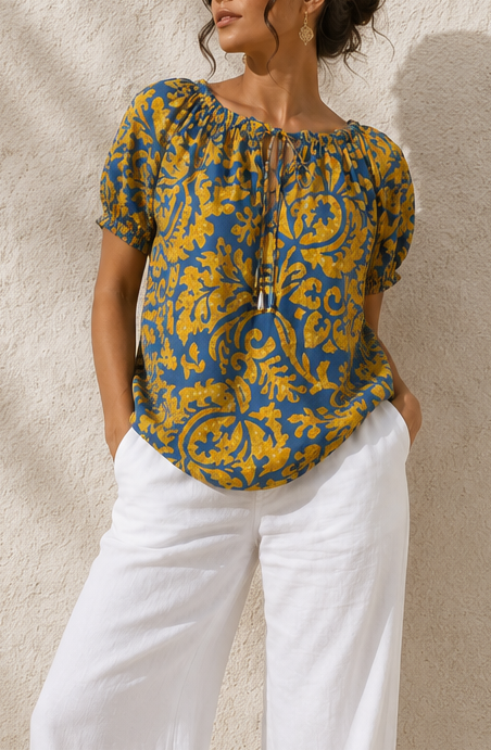 Carmen Gypsy Top Denim