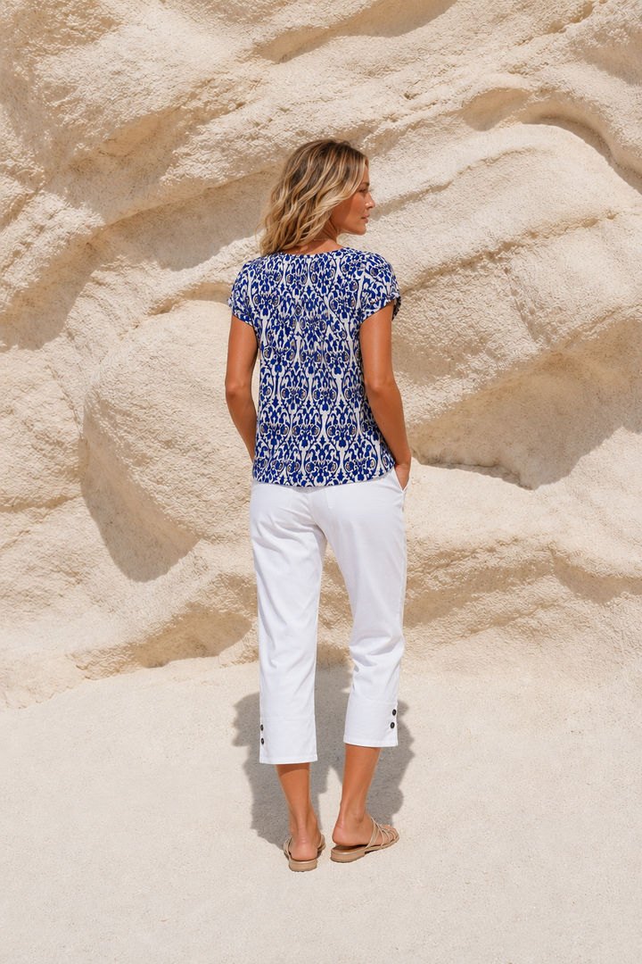 Carmen Gypsy Top Marble Blue