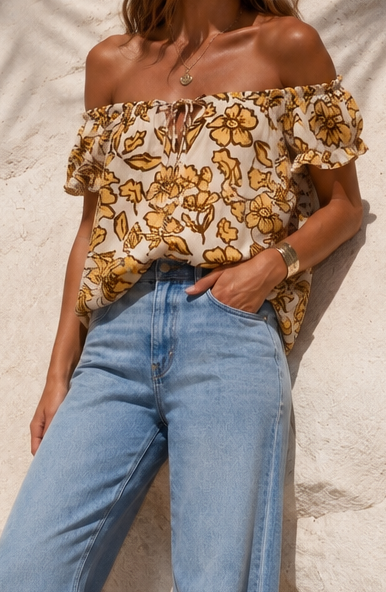 Carmen Gypsy Top Beige