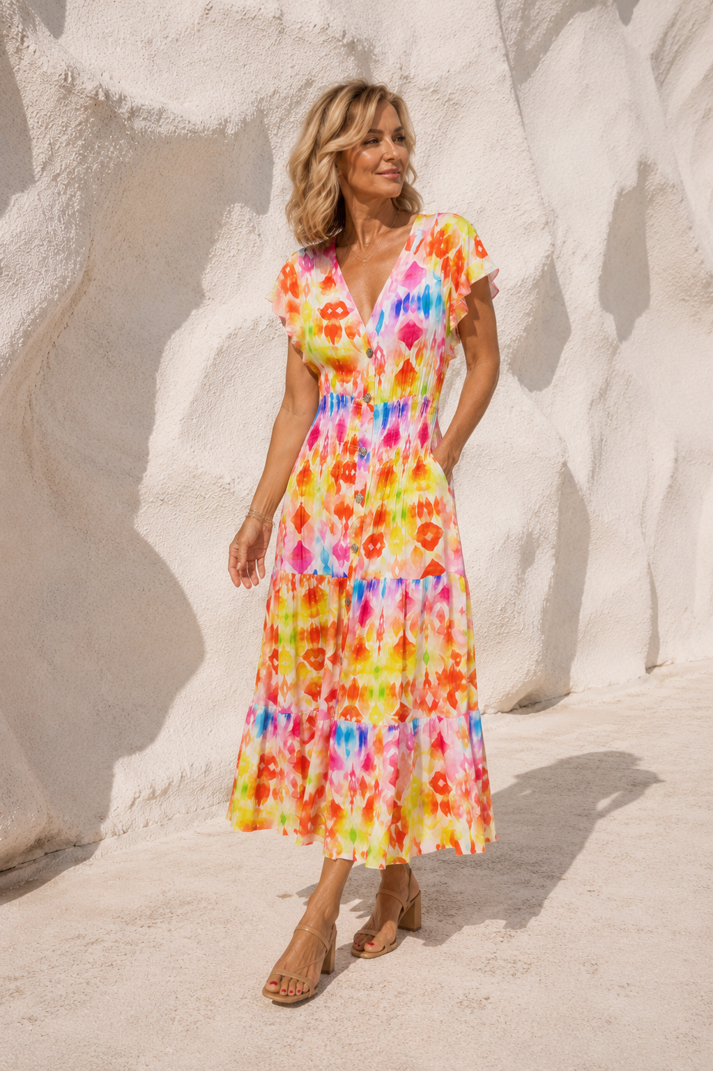 Brisa Vibrant Midi Dress Multi