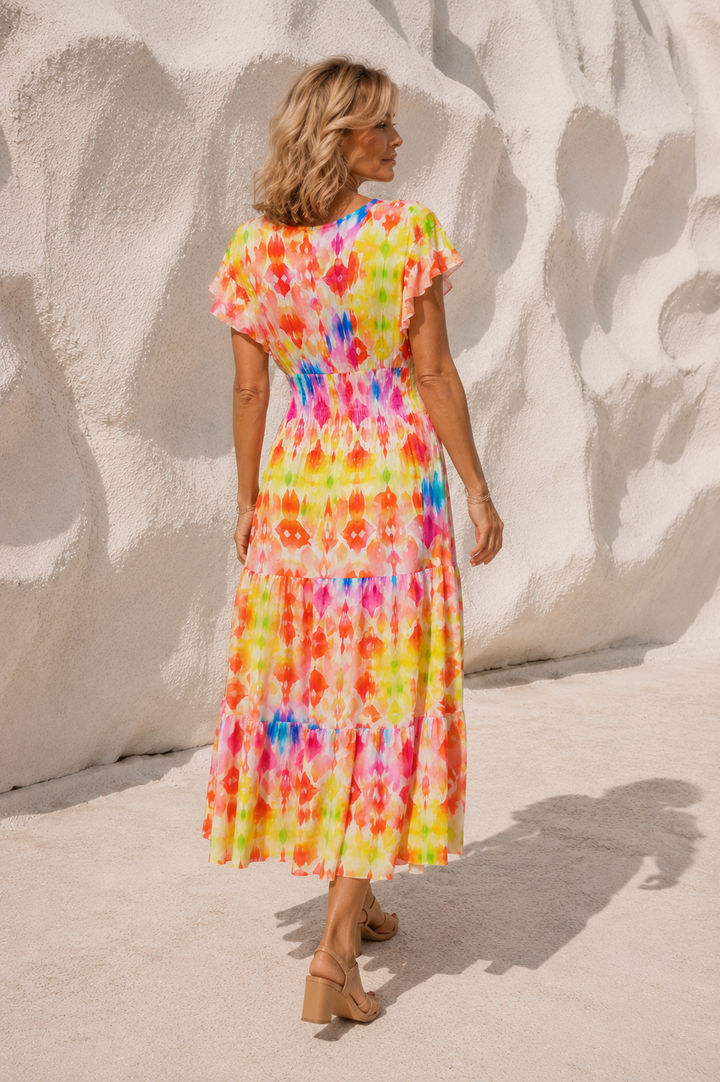 Brisa Vibrant Midi Dress Multi