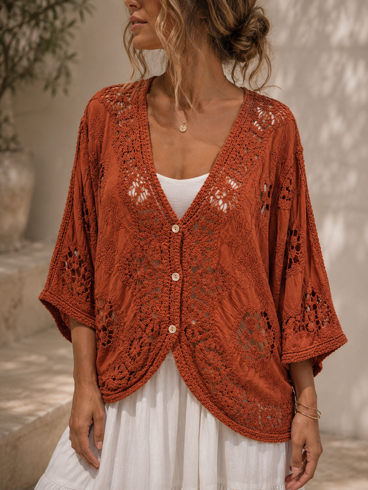 Chia Crochet Batwing Cardigan Cinnamon