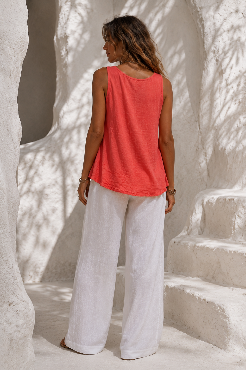Narla Necklace Sleeveless Top Coral