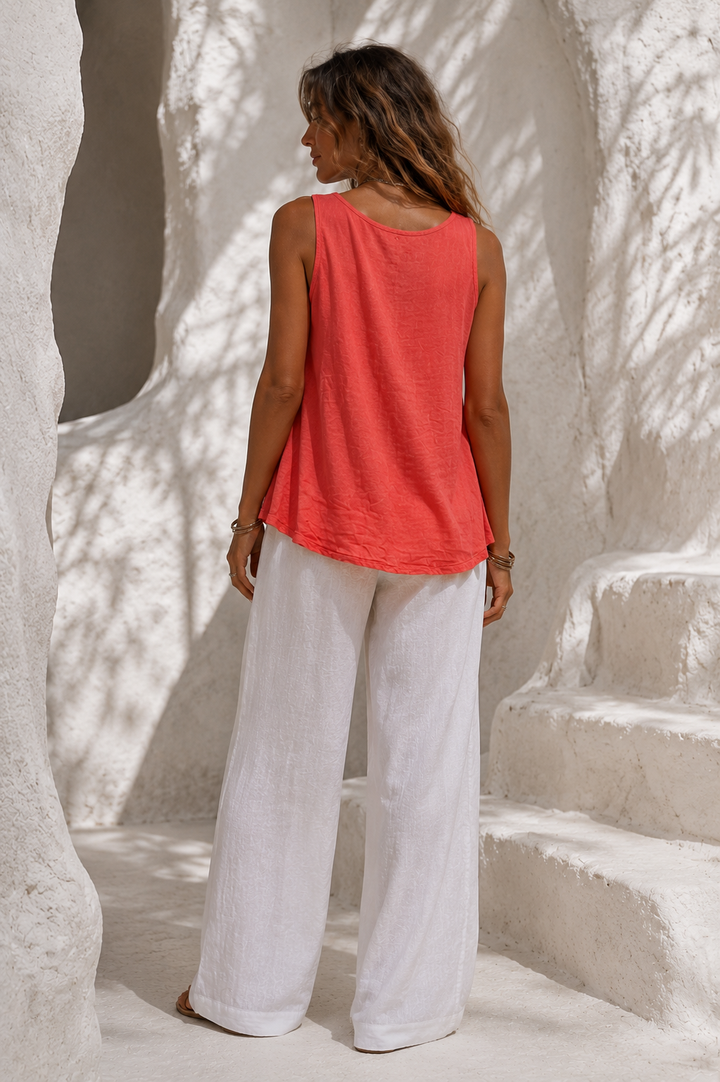 Narla Necklace Sleeveless Top Coral