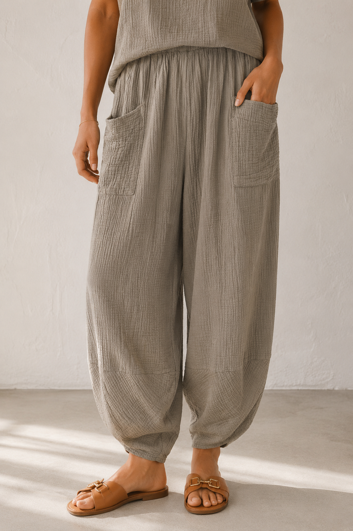 Havana Crinkle Trouser Co Ord Mocha
