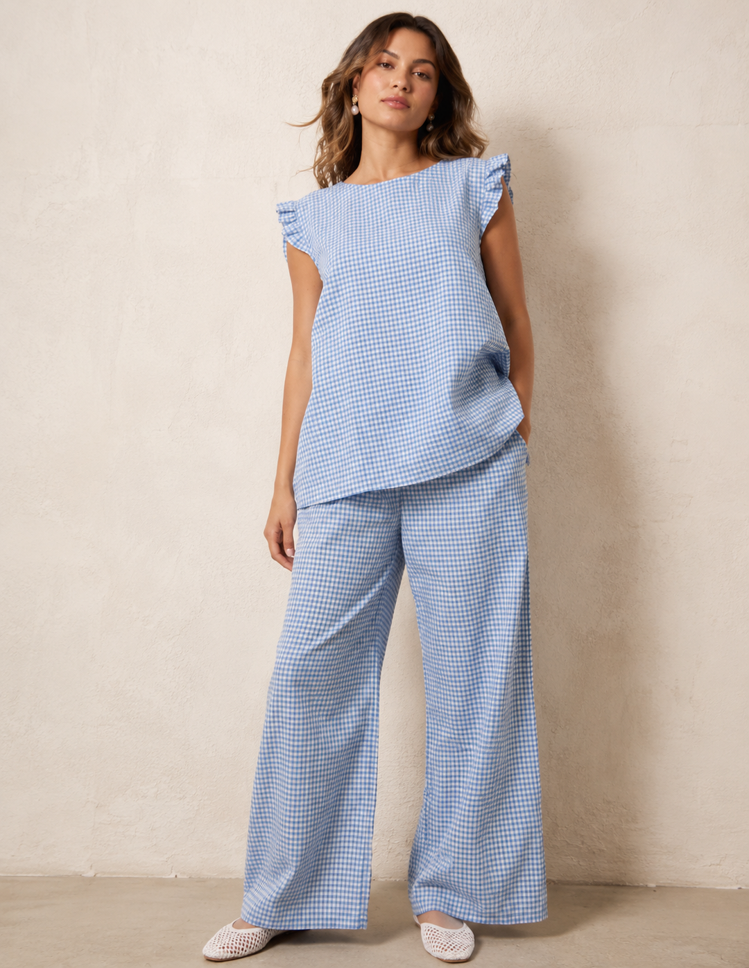 Elettra Gingham Co Ord Set Blue