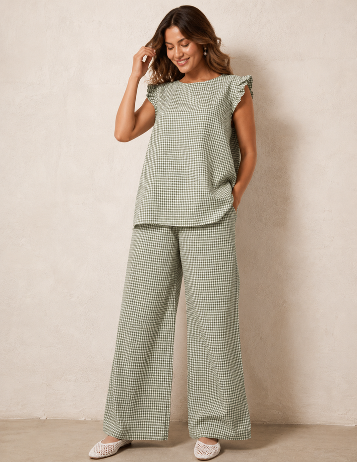Elettra Gingham Co Ord Set Sage