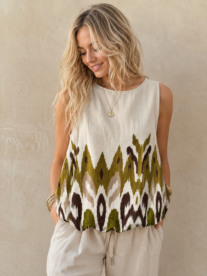 Deja Abstract Top Cream/Lime