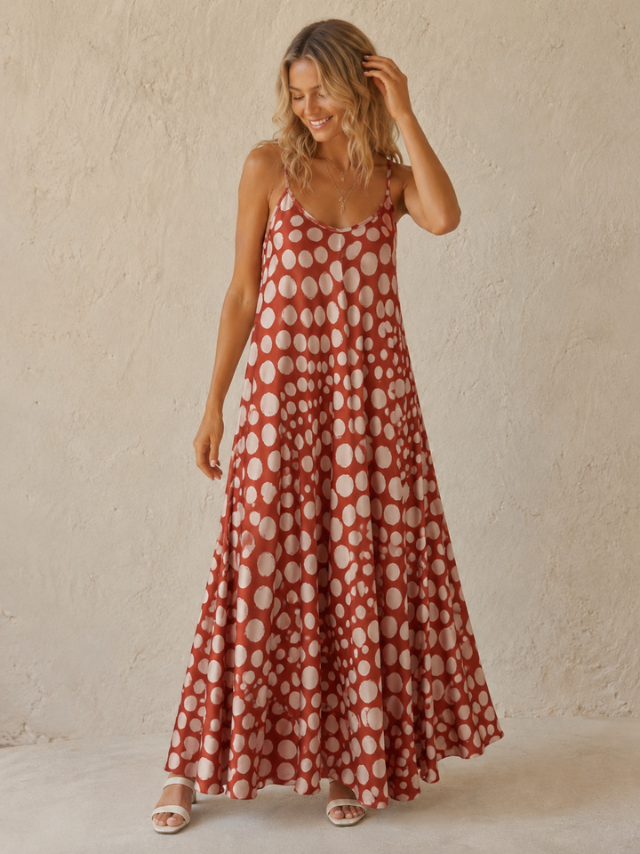 Venette Polka Dot Dress Terracotta