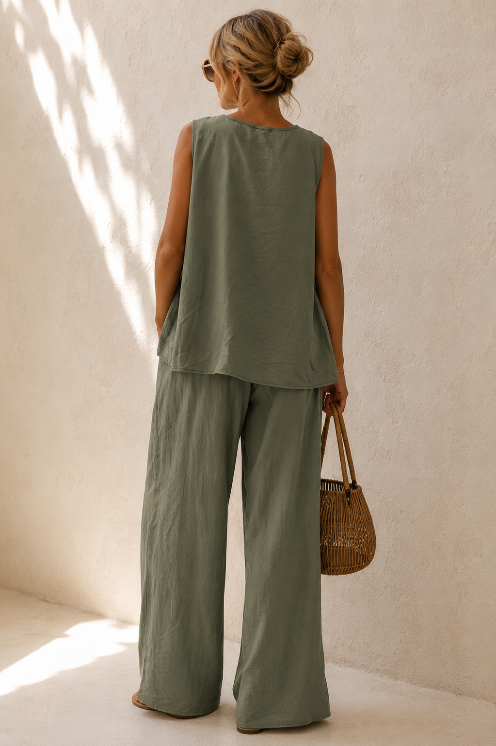 Deja V Neck Co-Ord Khaki