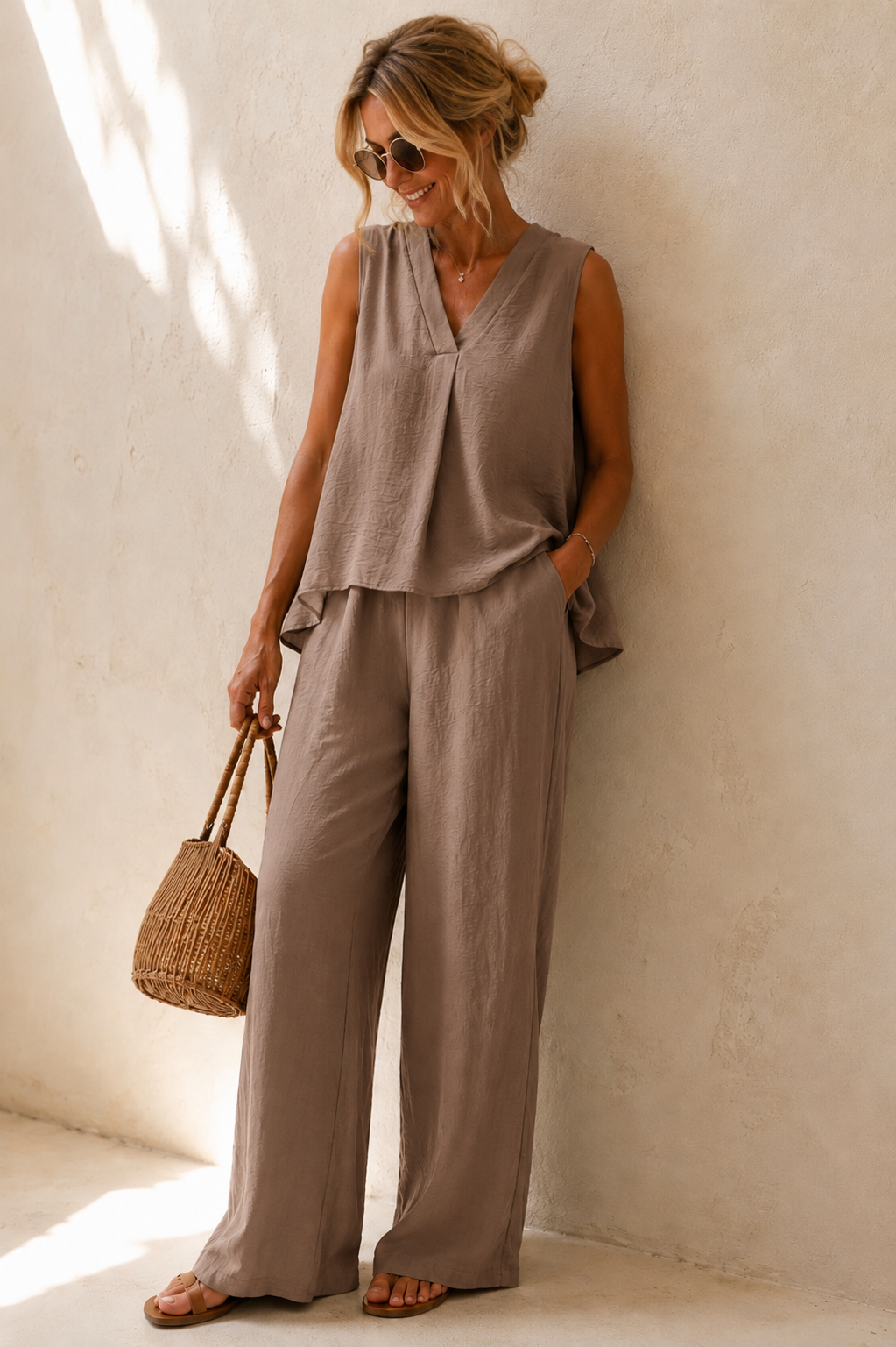 Deja V Neck Co-Ord Mocha